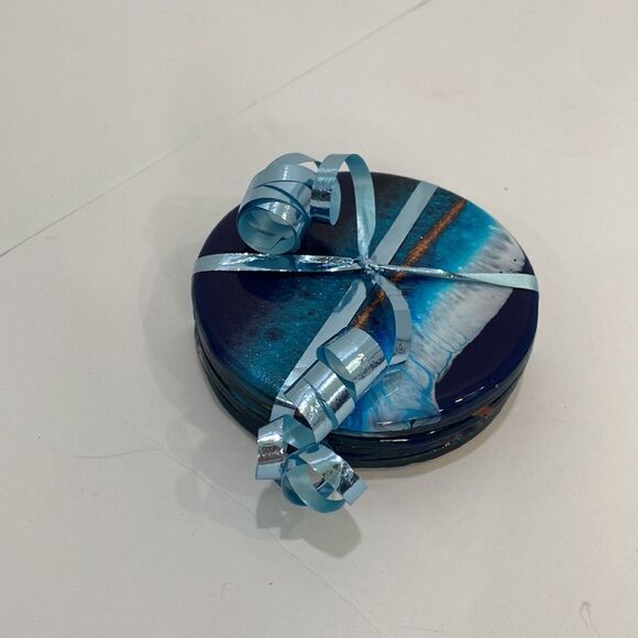 Coastal Coasters Colored Resin In Wave Design - Picture 6 of 6